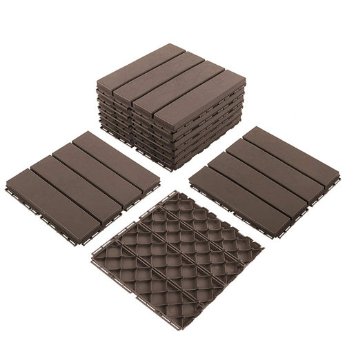 domi outdoor living 12" x 12" Composite Interlocking Deck Tile & Reviews Wayfair